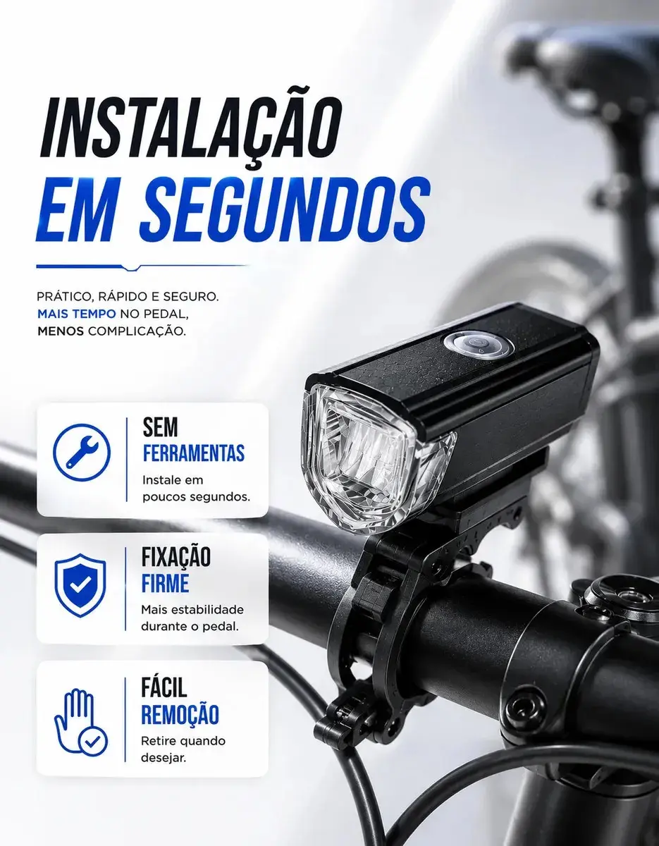 Kit Farol e Lanterna Premium Para Bicicleta Potente Recarregável Led Bike Ciclismo USB 400 Lúmens À Prova D'Água Blackbom thumbnail 7