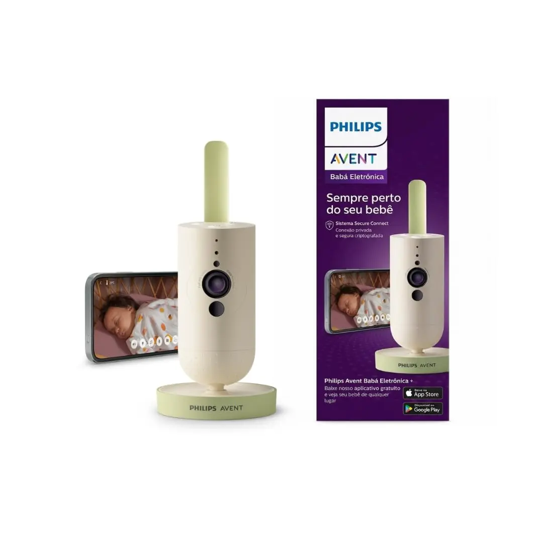 Babá Eletrônica Philips Avent Full HD de 1080p, Visão Noturna, Sons de Ninar, Função Talkback (Fale e ouça seu bebê), Conexão Privada, Termômetro de Ambiente e App Baby Monitor+ - 1
