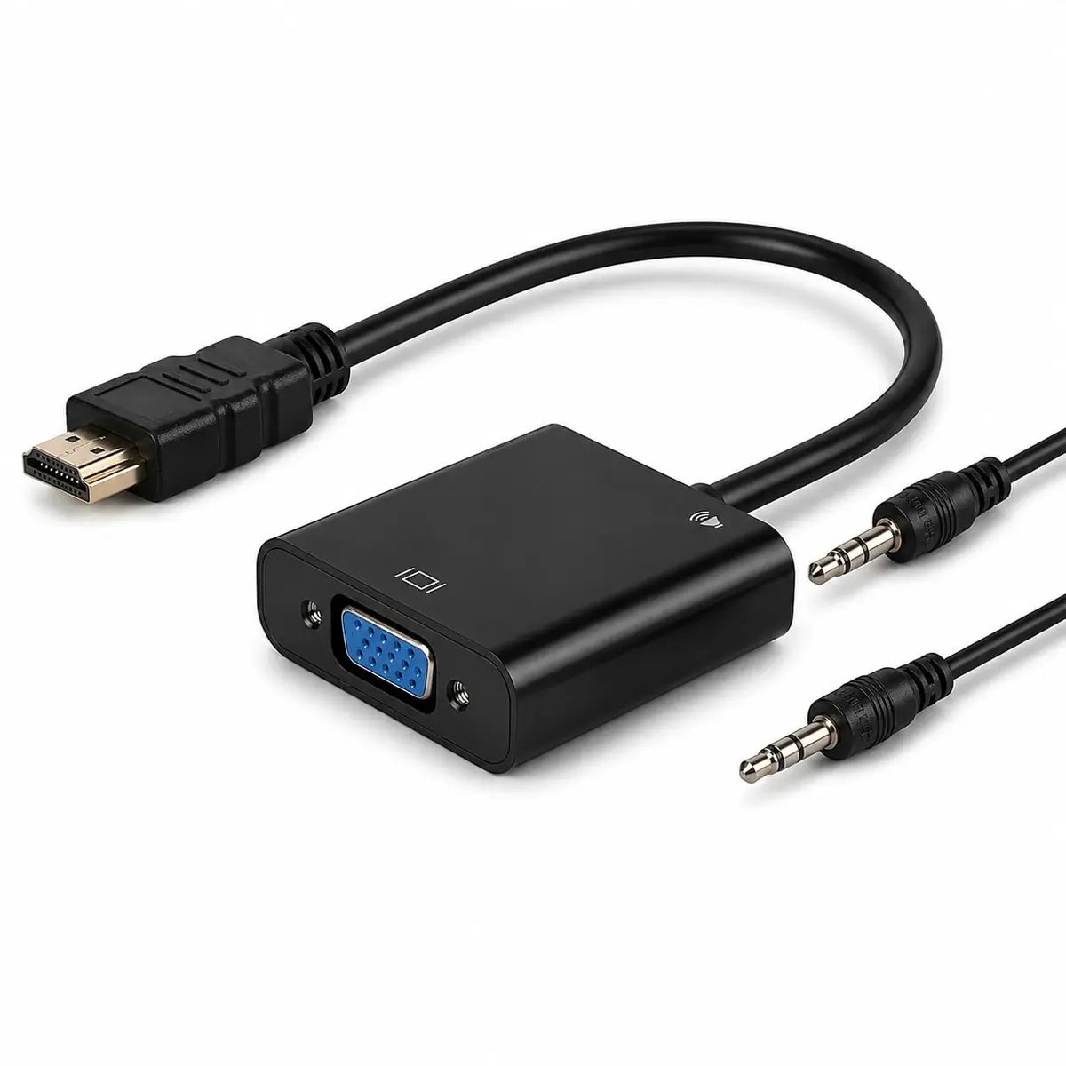 Cabo Adaptador Hdmi Para Vga 1080p Full Hd Com Cabo Áudio P2 20cm Plug Play Sem Driver Compatível Notebook Pc Desktop Xbox Projetor Monitor Tv Tela Vga