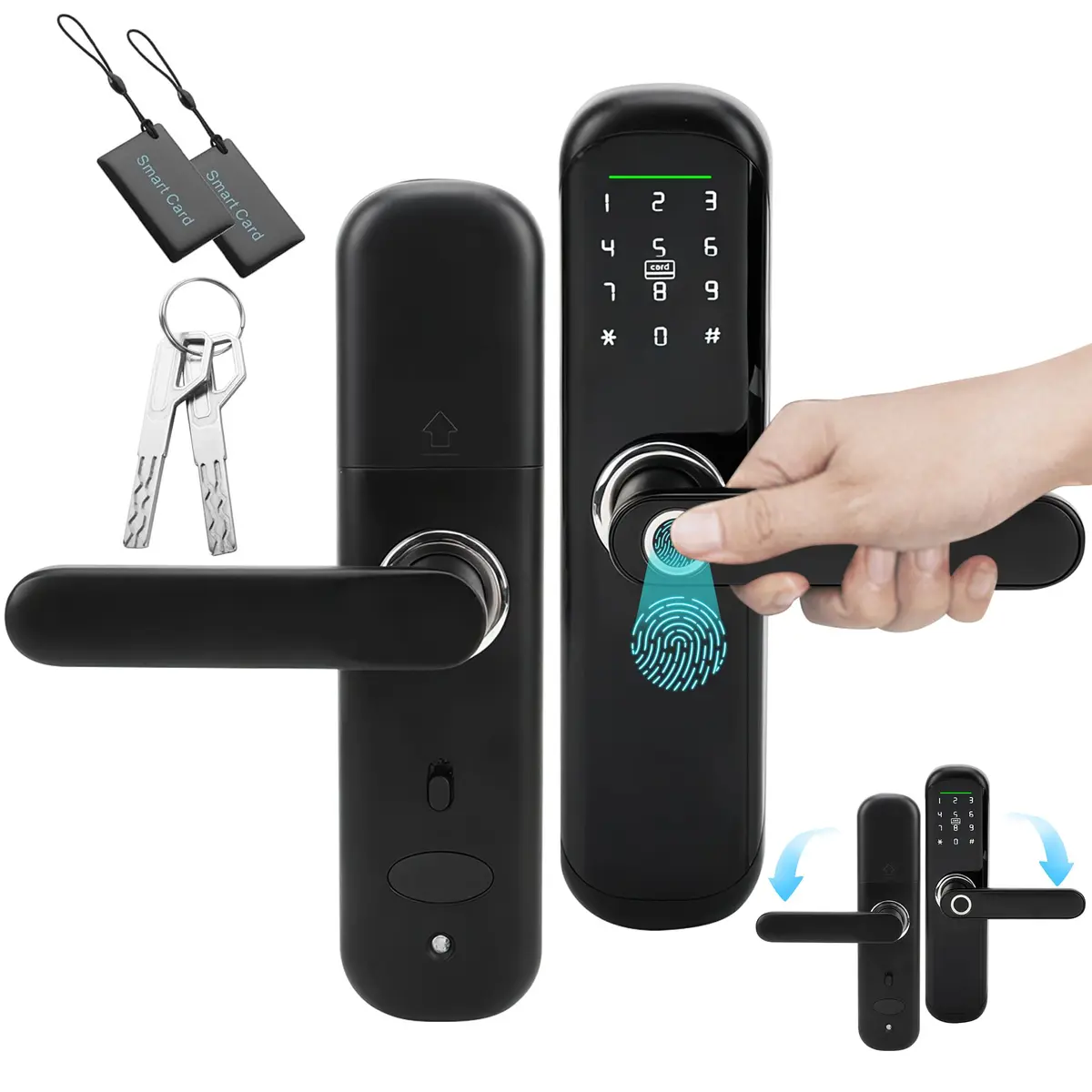 Fechadura ElectróNica Inteligente Da Porta, 4 Maneiras De Abrir A Porta, Abertura De ImpressãO Digital, Abertura De CartãO Ic, Abertura De Senha, Abertura De Chave, Adequado Para A Maioria Das Portas - 1
