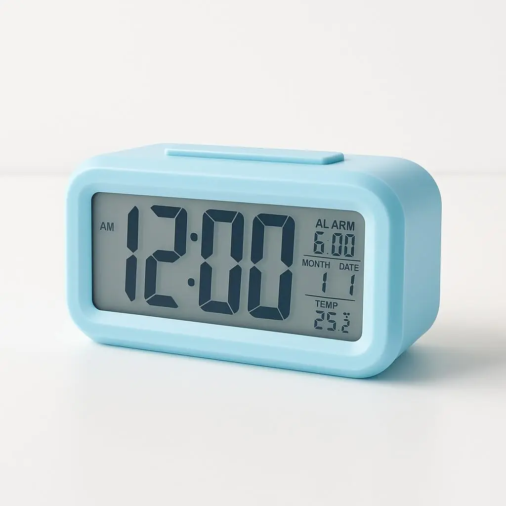 Relógio Digital de Mesa Despertador de Cabeceira Inteligente com Sensor de Temperatura Cabeceira Premium (Azul Bebê)