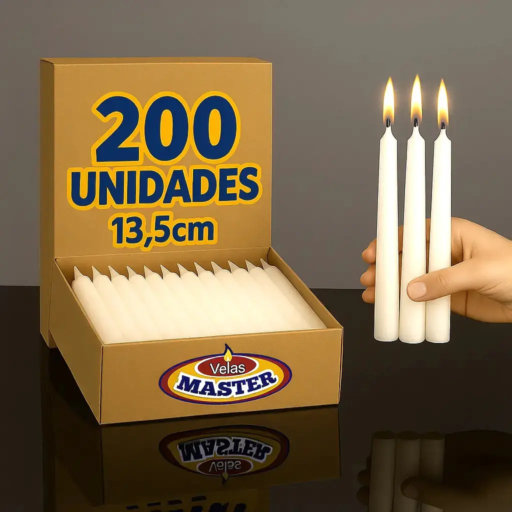 200 Vela Palito Branca 13,5cm Parafina 100% Pura Atacado Branco Padrão Nenhuma