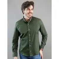 Camisa Social Masculina Verde Militar Manga Longa Anticorpus - 1