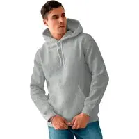 Blusa De Frio Masculina Moletom Liso Com Capuz e Bolso Canguru Felpado Cinza - 1