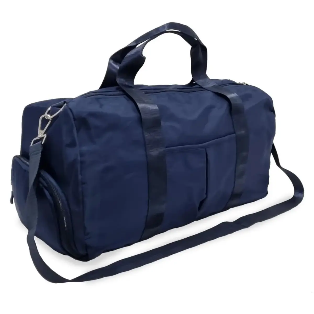 Mala de Mao Compacta de Viagem Feminina Funcional com Alca Transversal Bolsa de Viagem em Nylon Resistente com Bolso para Sapatos Ajustavel Leve e Versatil Ideal e Uso Diario (Azul Escuro)