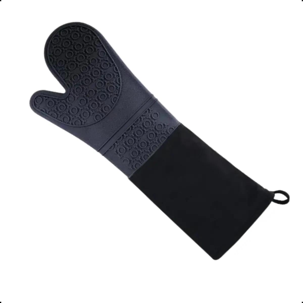 Luva Térmica PRETO De Silicone 50cm Cano Longo Para Cozinha Antiderrapante para Forno, Fogão, Airfryer, Churrasco, Panela e Assadeira X-MATTE