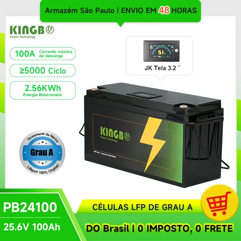 Kingbo Power 24V 100Ah lifepo4 bateria 2560Wh para Off-grid sistema de energia solar embutido bluetooth JK BMS 25.6V power pack - 1