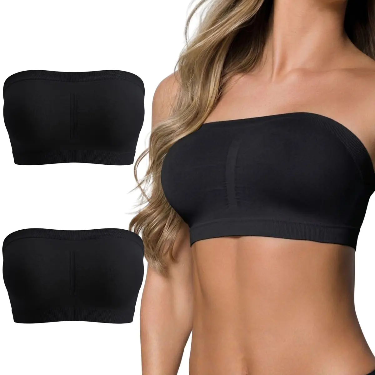 Kit 2 Top Sutiã Faixa Sem Costura em Poliamida Feminino Selene Adulto