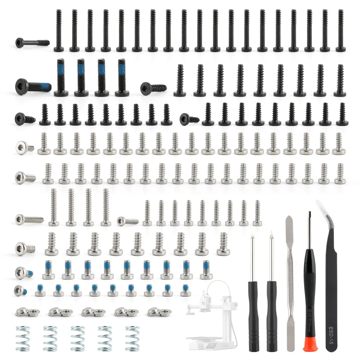 Kit sortido de parafusos de impressora 3D para peças Bambu Lab A1/A1 Mini | Parafusos de substituição com ferramentas de reparo para acessórios de manutenção de rotina
