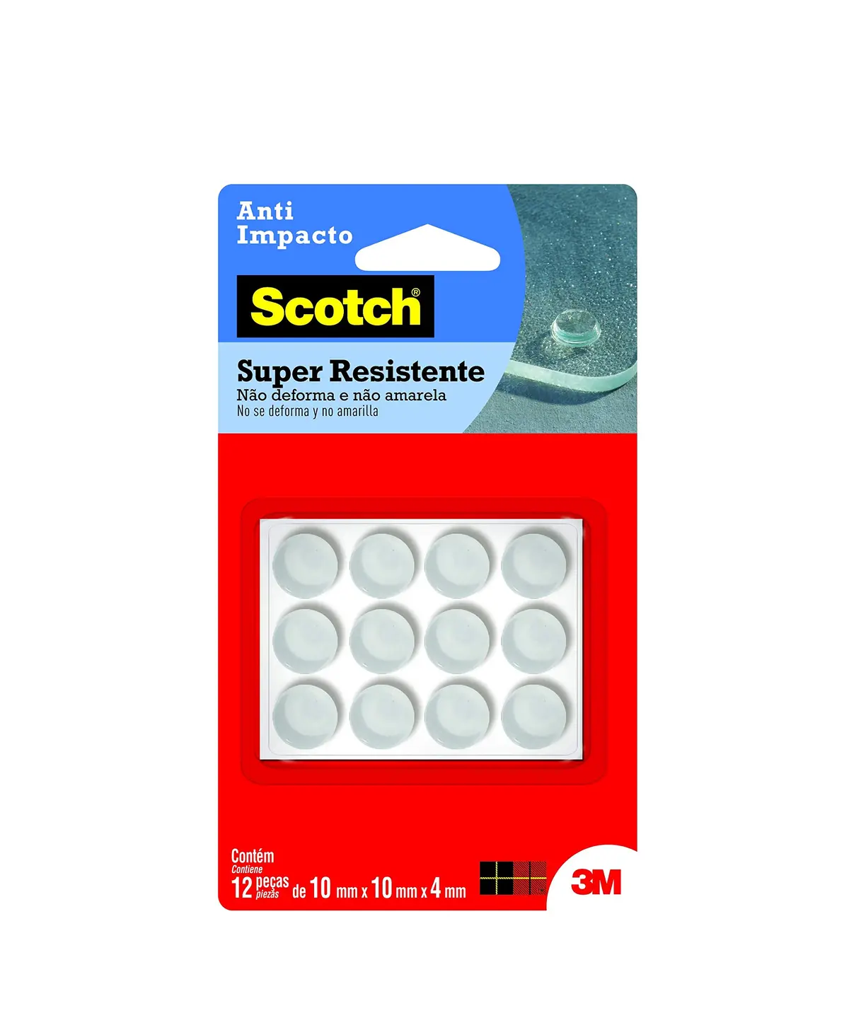 SCOTCH 3M Protetor Anti-Impacto Redondo Médio Transparente 12 Unidades | Fixação adesiva resistente, Amortece impacto e ruído, Impermeável, Protege contra batidas e riscos, Aplicação forte e rápida