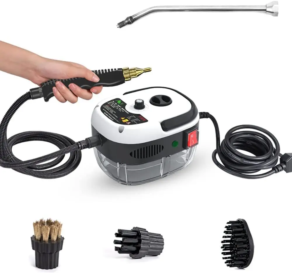 Limpador a vapor portátil de 2500 W, máquina de limpeza a vapor pressurizada de alta temperatura, para carros, com escovas inclusas.