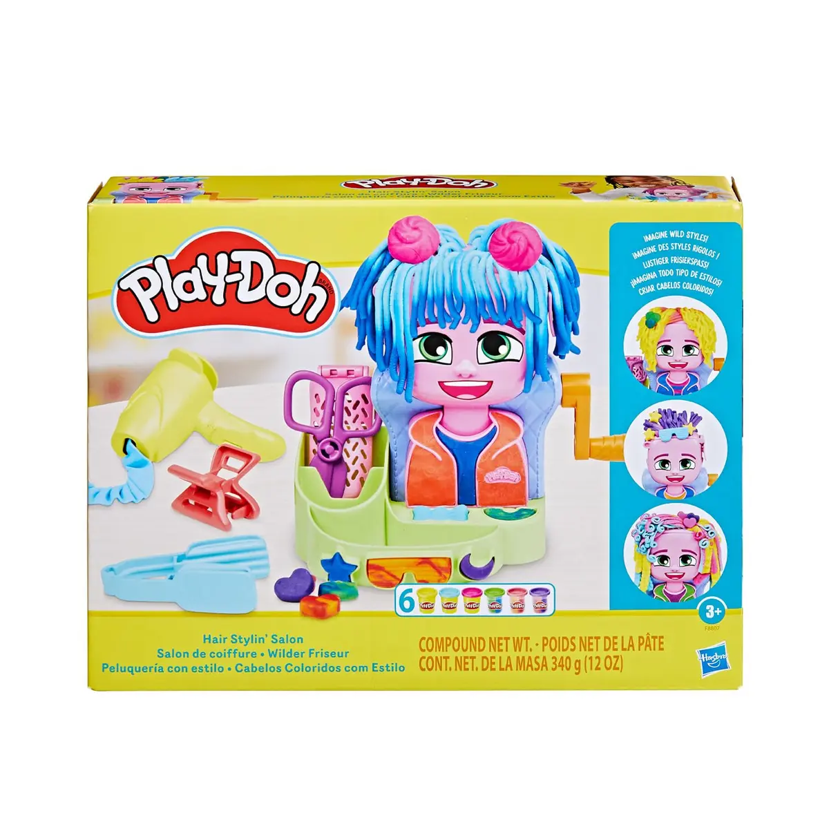 Play-Doh, Massinha de Modelar Infantil, Cabelos Coloridos com Estilo - Conjunto de Brinquedo com Acessórios e 6 Potes - A partir de 3 Anos