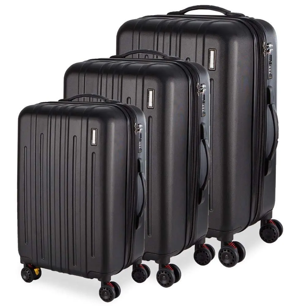 Cj. Malas ABS 3 Pecas P/M/G Rodas 360 - AeroMalas Suécia (Preto)