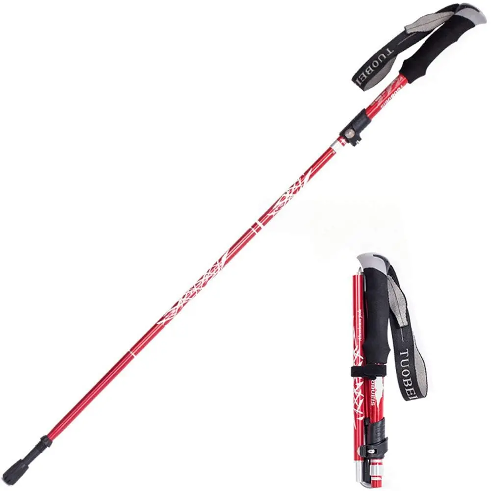 Bastão de Caminhada Ajustável, Alumínio Leve, Dobrável com Ponta Antiderrapante, para viagens, trekking e trilhas, unissex 110-130cm - 1