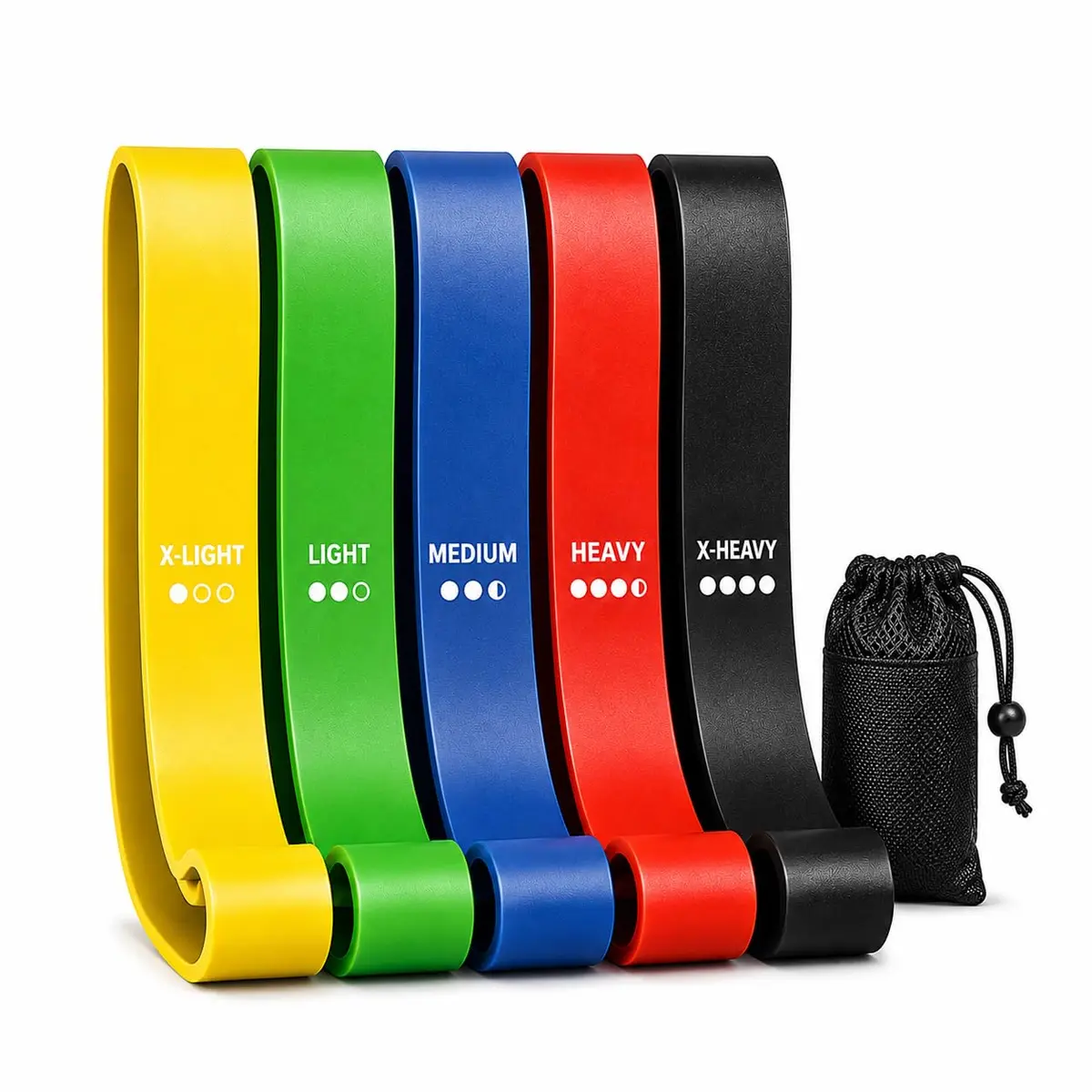 Kit 5 Faixas Elásticas de Resistência para Treino em Casa | Exercícios, Glúteos, Pernas, Fisioterapia e Alongamento