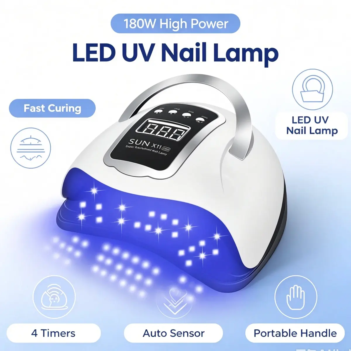 Lâmpada UV LED para unhas SUN X5 Max 150W, secador de unhas em gel, sensor inteligente, temporizador, visor LCD, ferramenta para salão de beleza e nail art.