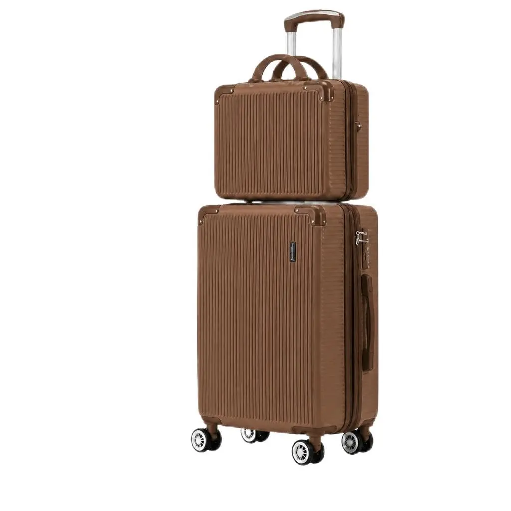 Mala de Bordo 10kg com Frasqueira Porta Copos ANAC Cadeado TSA Rodas 360 (Marrom)