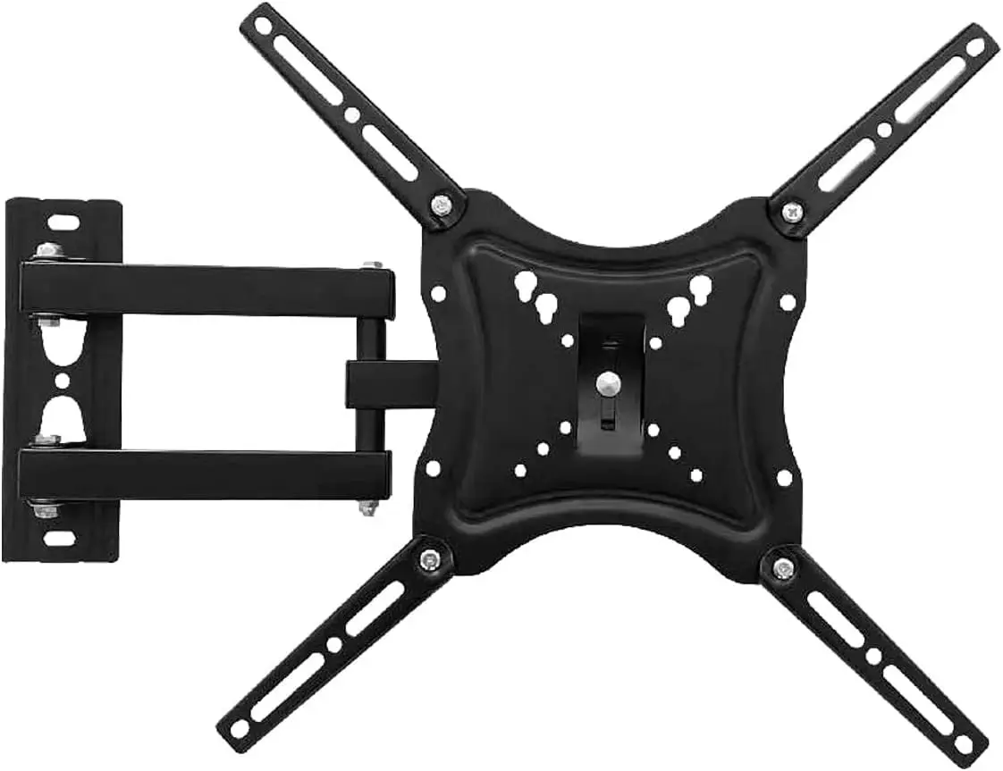 Suporte Articulado de Parede para TV, Aço Laminado a Frio, 14-55 Polegadas, Inclinação 15°, Rotação 90°, Extensão 41cm, Capacidade 30kg, Preto - 1