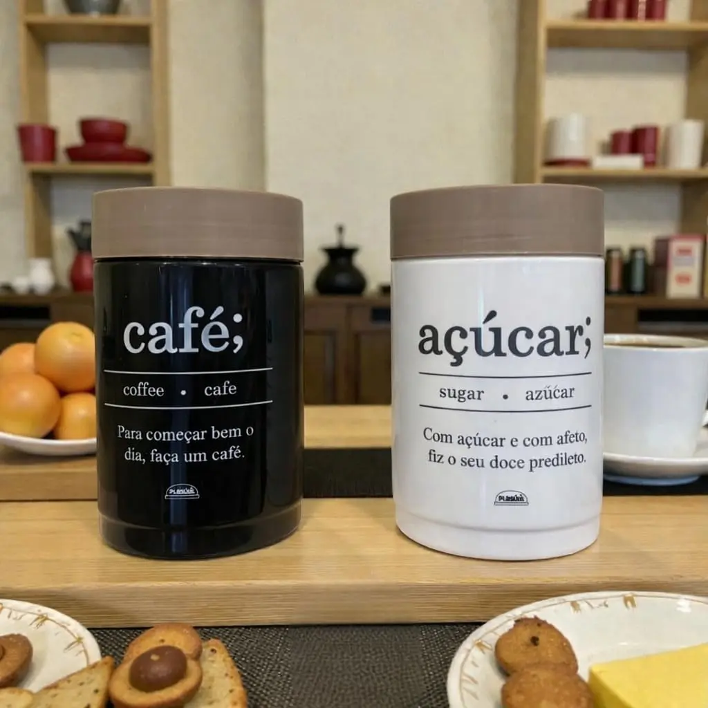 Kit 2 Potes Empilháveis Porta Café e Açúcar Alimentos Cozinha - 1