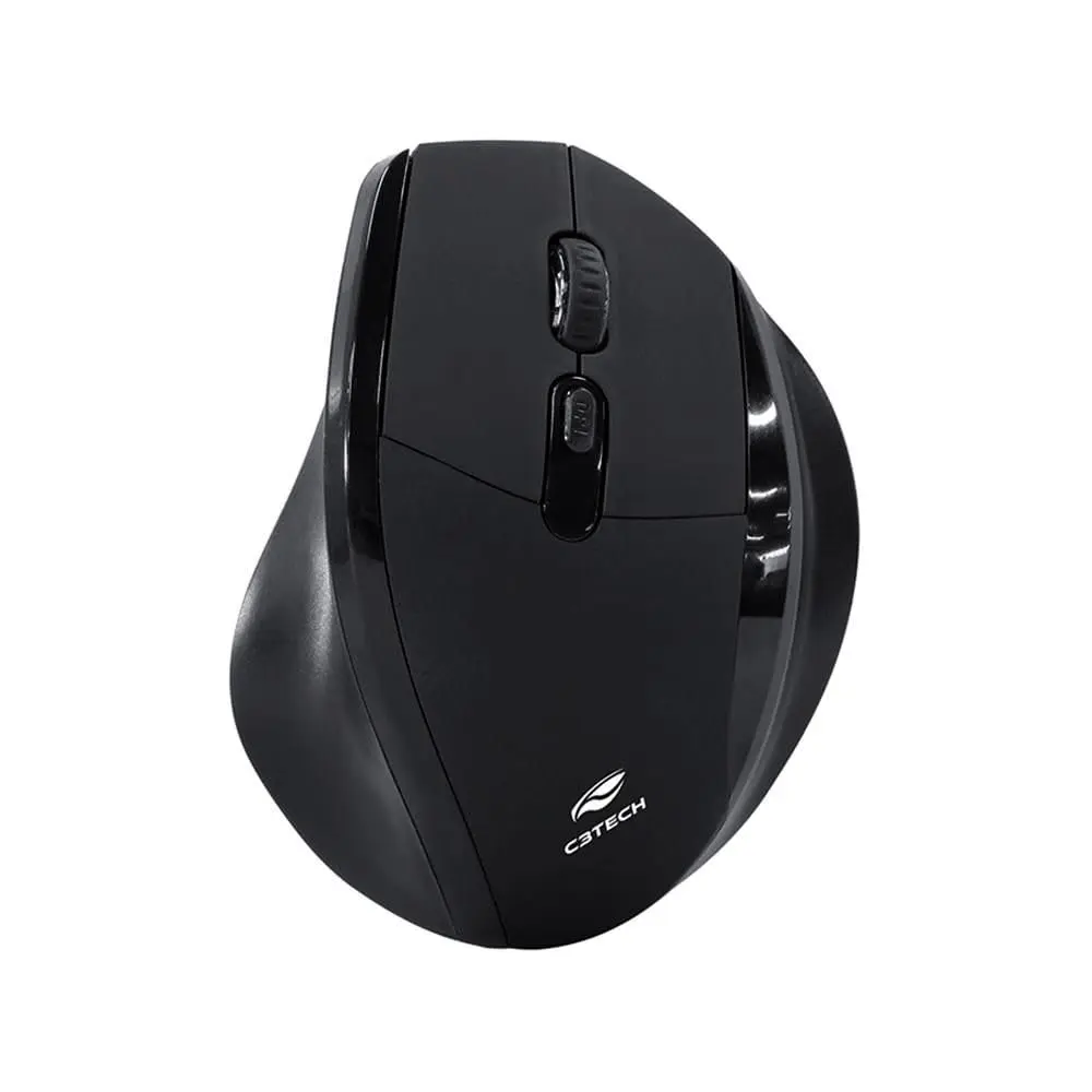 C3Tech Mouse sem fio Preto M-W120BK - formato ergonomico projetado para oferecer conforto, com 6Botoes, ate 1600DPI ajustavel, WIFI