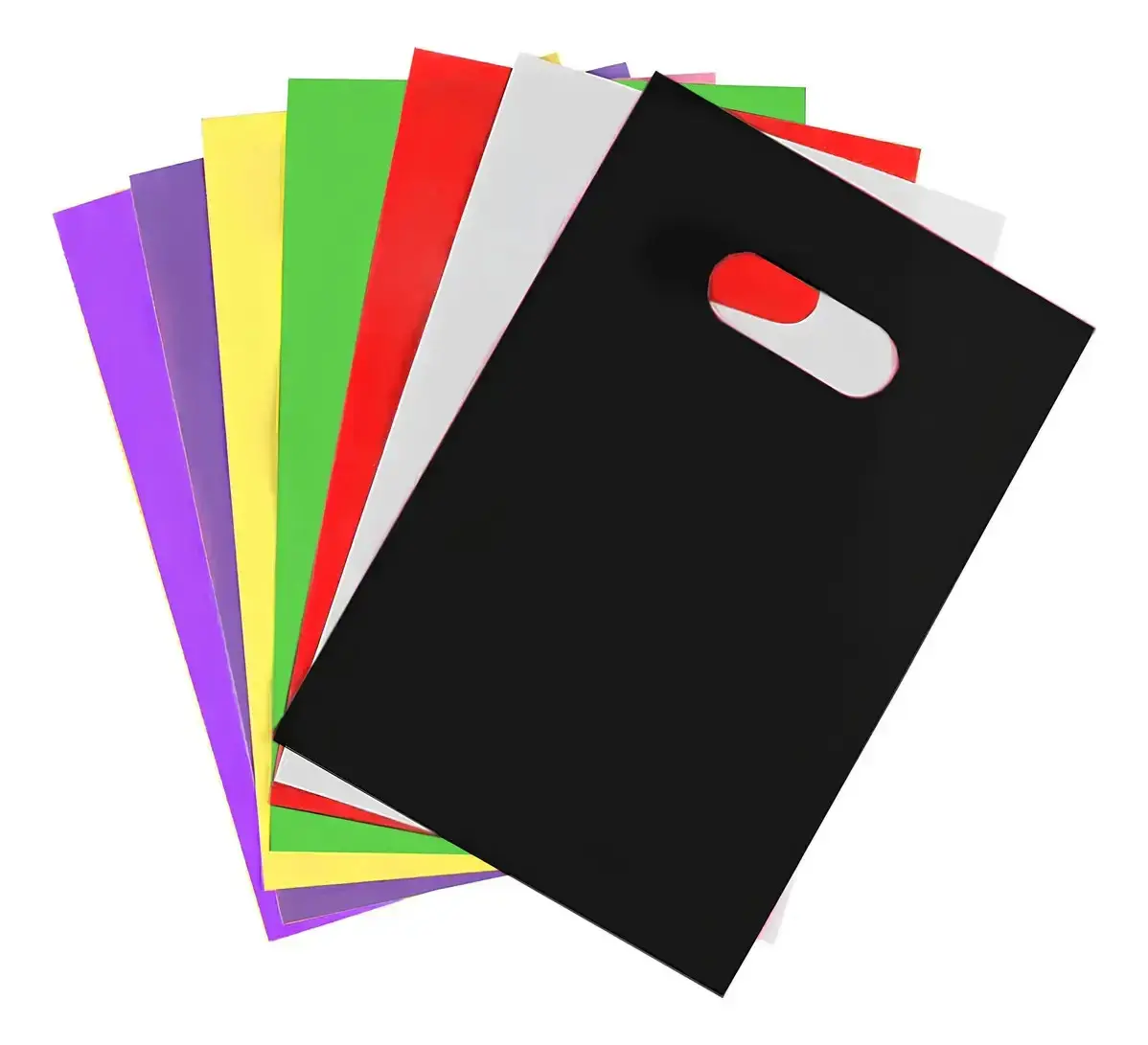 Kit 100 Un Sacolas Plásticas Boca Palhaço 30x40 Alça Vazada Cor Preto
