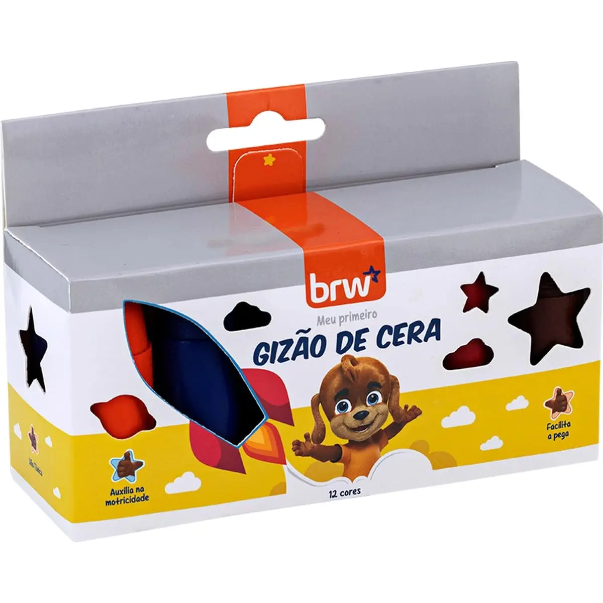 Giz de Cera Jumbo, BRW, Gizão, Meu 1º Giz, 12 Cores