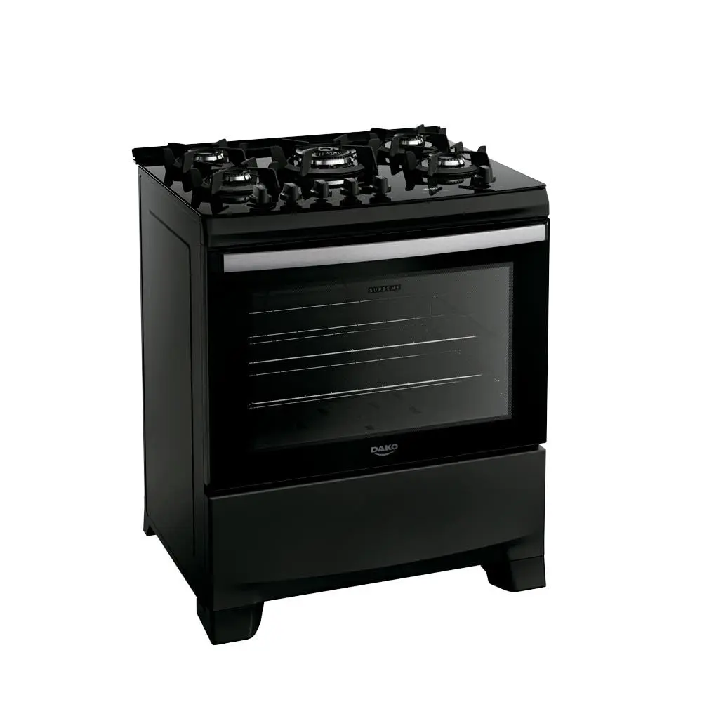 Fogão 5 Bocas Dako Supreme Black Glass com Timer Digital e Mesa de Vidro Preto Bivolt - 1