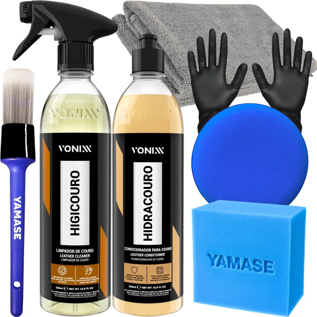 Kit Limpeza Hidratação Couro Vonixx Limpa e Hidrata Bancos Jaquetas Acessórios - 1