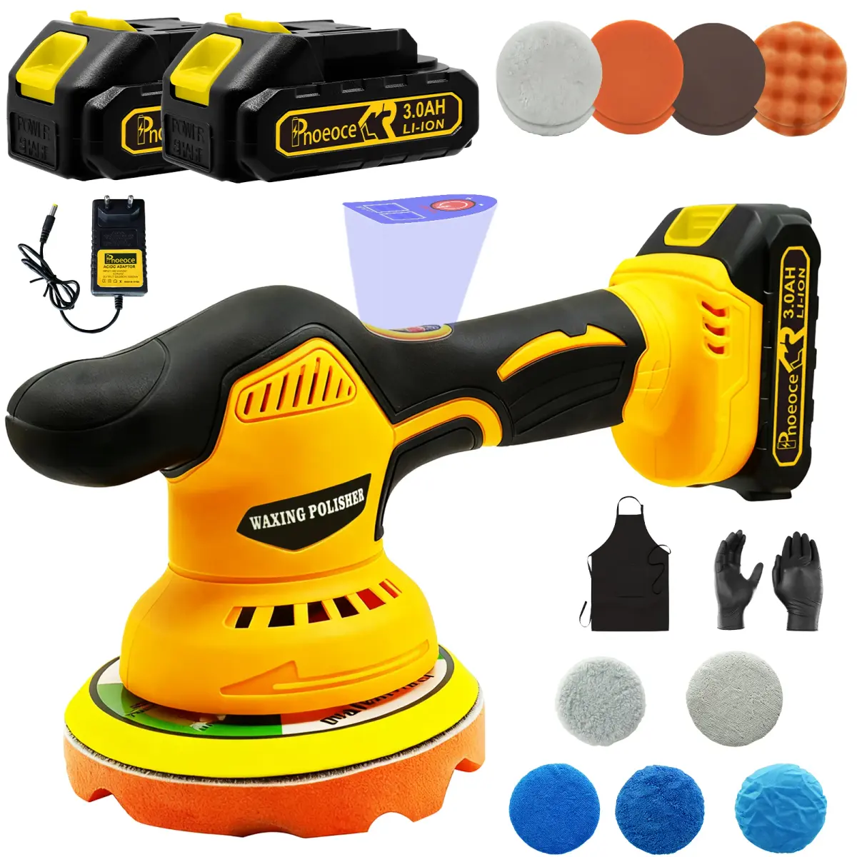 RhovixStar Polidor de Carro Sem Fio Kit de Almofadas para Detalhamento e Polimento de Carro Sem Fio Para Enceramento Automotivo