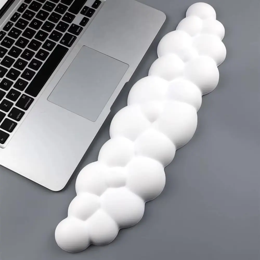 Apoio de Pulso Ergonômico Nuvem para Teclado Couro Confort Premium – Unidade Individual (Tamanho Grande) | Almofada Impermeável e Antiderrapante – Branco