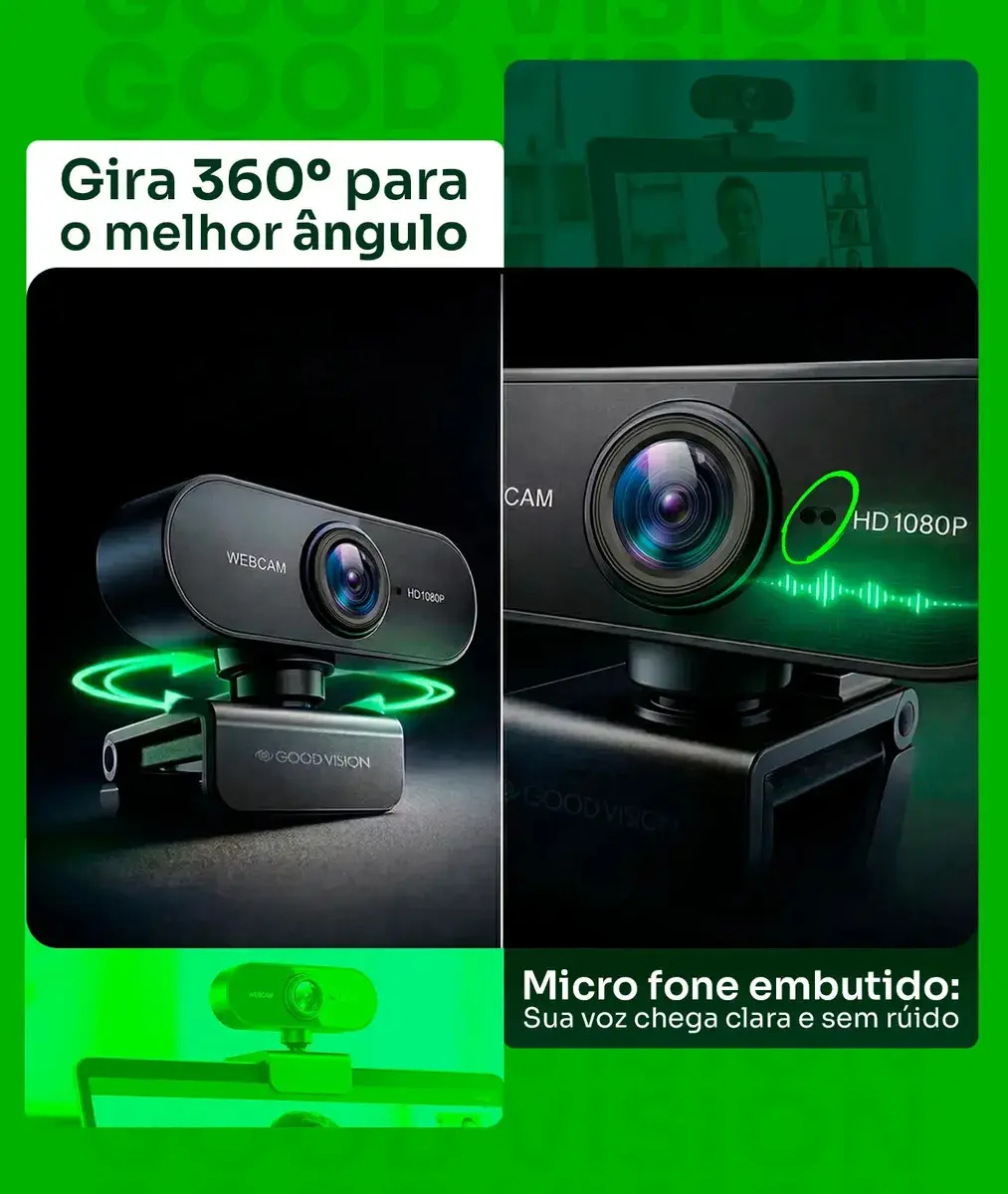Webcam Camera Full Hd Zoom 1080p 360 Graus Videoconferencia Streamcam Web Cam Entrada Usb 2.0 Com Microfone- GoodVision thumbnail 3