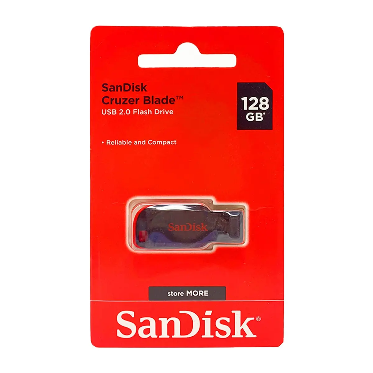 SanDisk Pen drive USB Cruzer Blade, 128 GB, preto/vermelho (SDCZ50-128G-A46) - 1