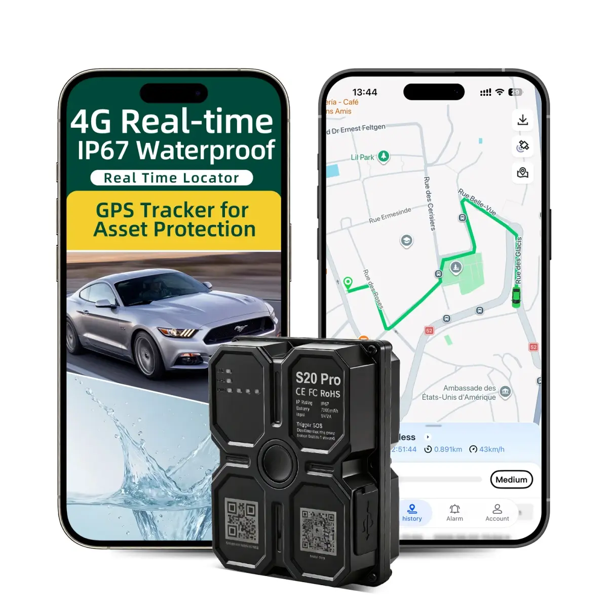 Rastreador de Carro Antifurto 4G, Dispositivo Antifurto para Uso Externo, Dispositivo de Rastreamento Magnético Forte Sem Instalação, Alarme de Chamada SOS - 1