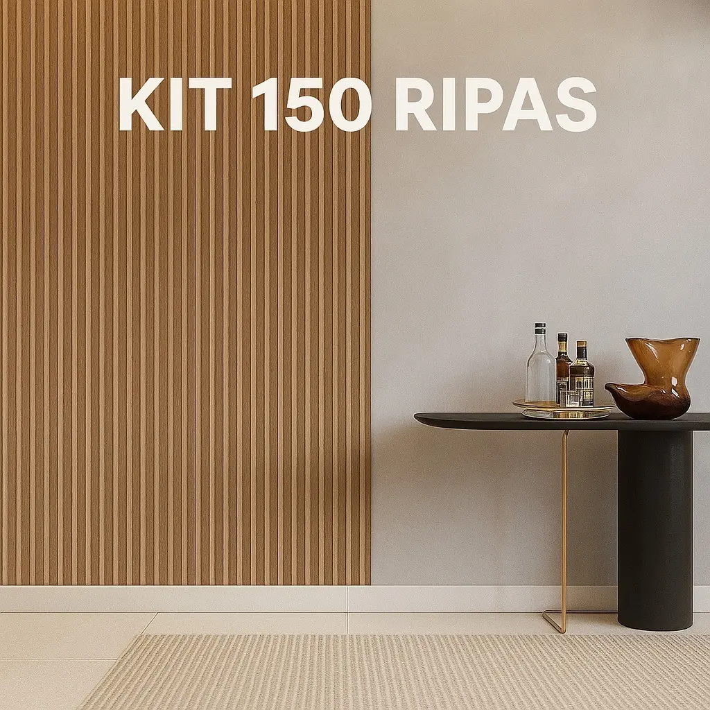 Kit 150 Placas Ripada Painel de TV Parede Toda 45x11cm - CONJUNTO DE 150 PLACAS AUTOCOLANTES