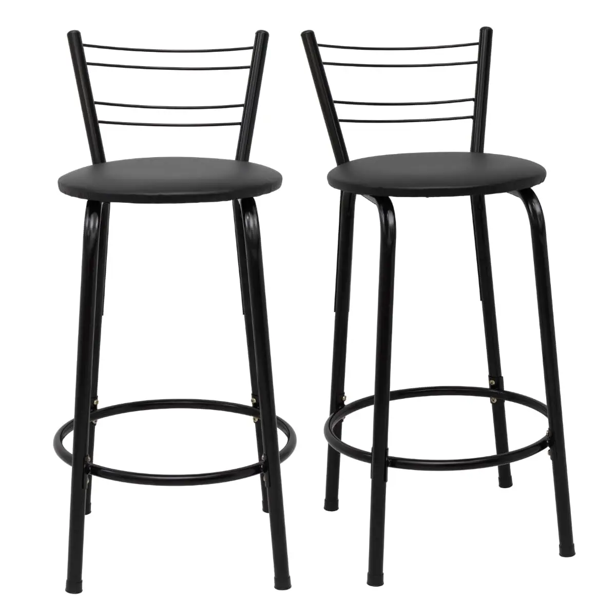 Kit 2 Banquetas Para Cozinha Flórida Estrutura Preta 60cm Área de Lazer Piscina Balcão Bancada Bistro Bar (Assento Preto)