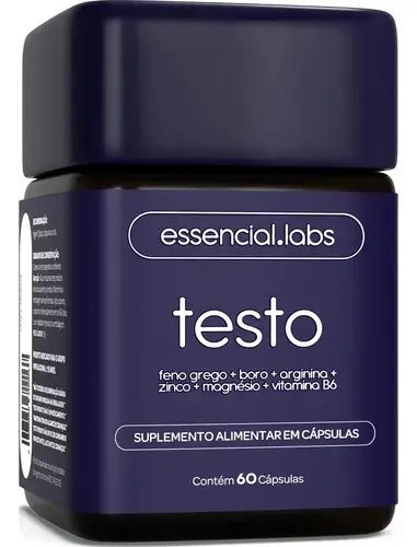 Testo Essencial Fórmula Exclusiva com Feno Grego, Boro, Arginina, ZMA, Vitamina B6 60 Cápsulas Precursor da Testosterona - 1