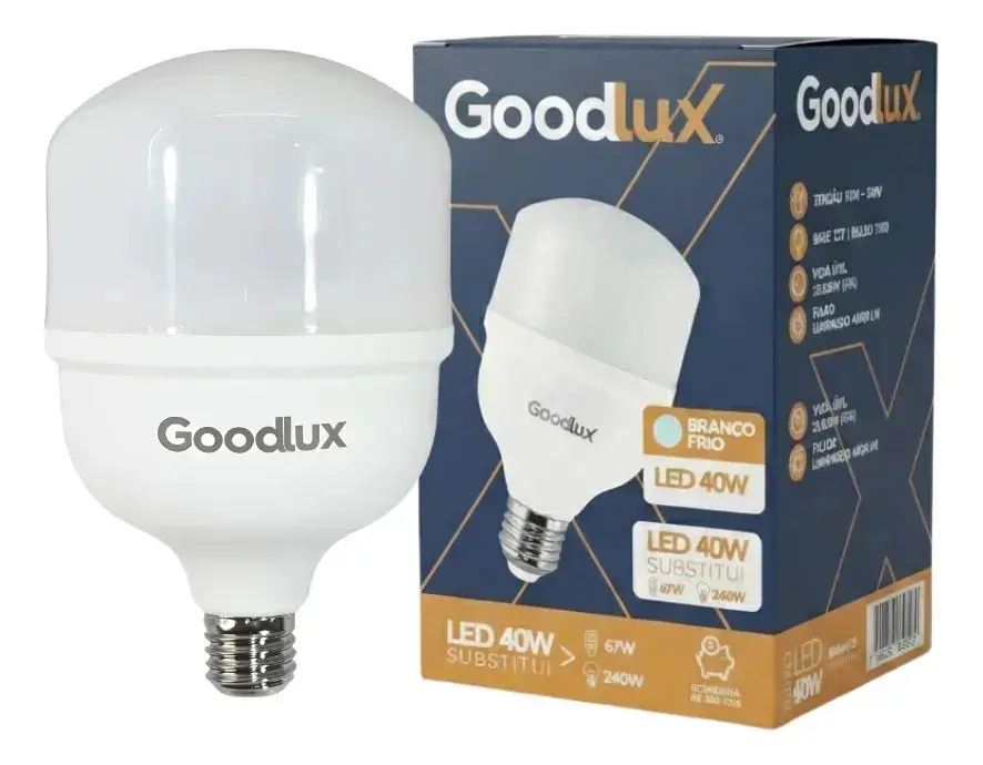 Kit 5 Lampada Led 40w Bulbo 6500k Branco Frio Alta Potência Bivolt 110v 220v Goodlux thumbnail 3