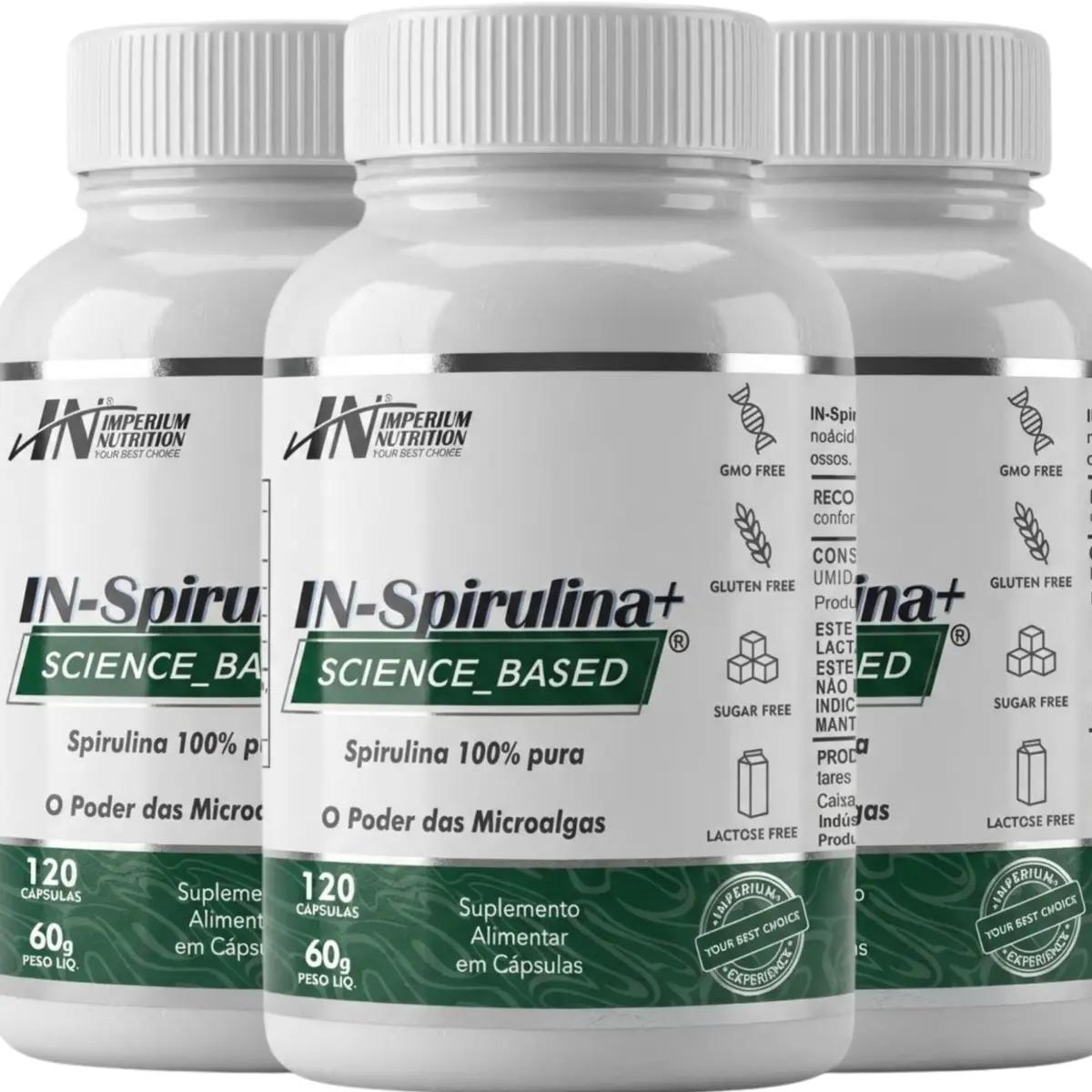 3x IN-Spirulina+ 500mg (Spirulina 360 Cápsulas) Imperium Nutrition