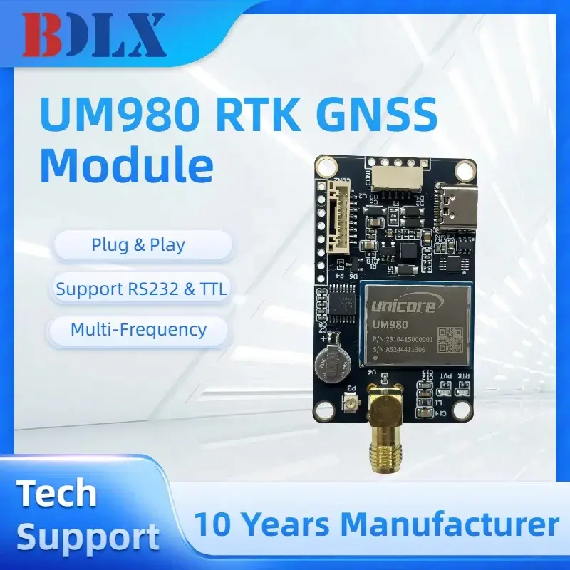 Um980 rtk gnss módulo multi-banda gps/bds/glonass/galileo para drones levantamento base de alta precisão rover substituição para ZED-F9P