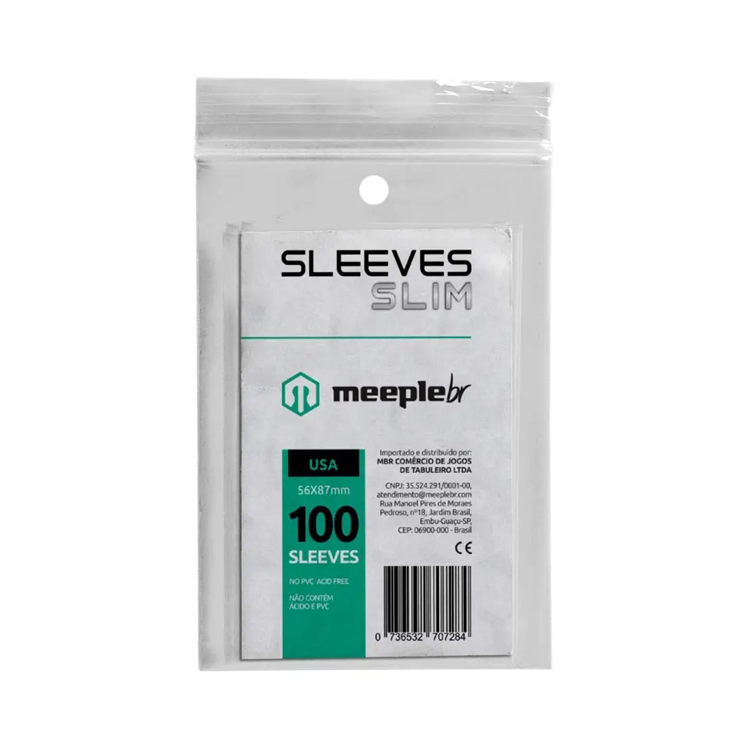 MeepleBR Sleeves SLIM - USA (56x87mm), TCG, Plástico para Proteção de Cartas - 1
