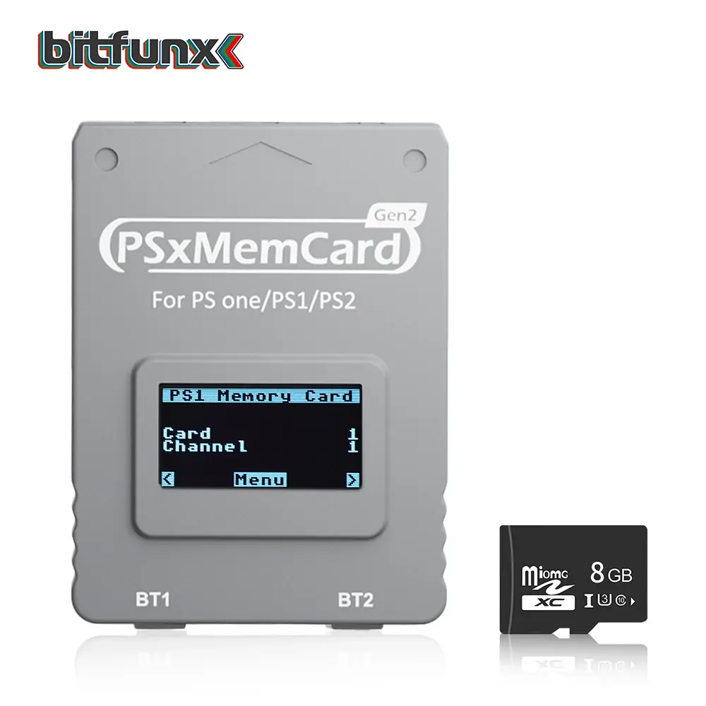 Bitfunx PSxMemCard Gen2 Store Game economiza jogos PS1 e PS2 para consoles de jogos PlayStation1 PS one Playstation2