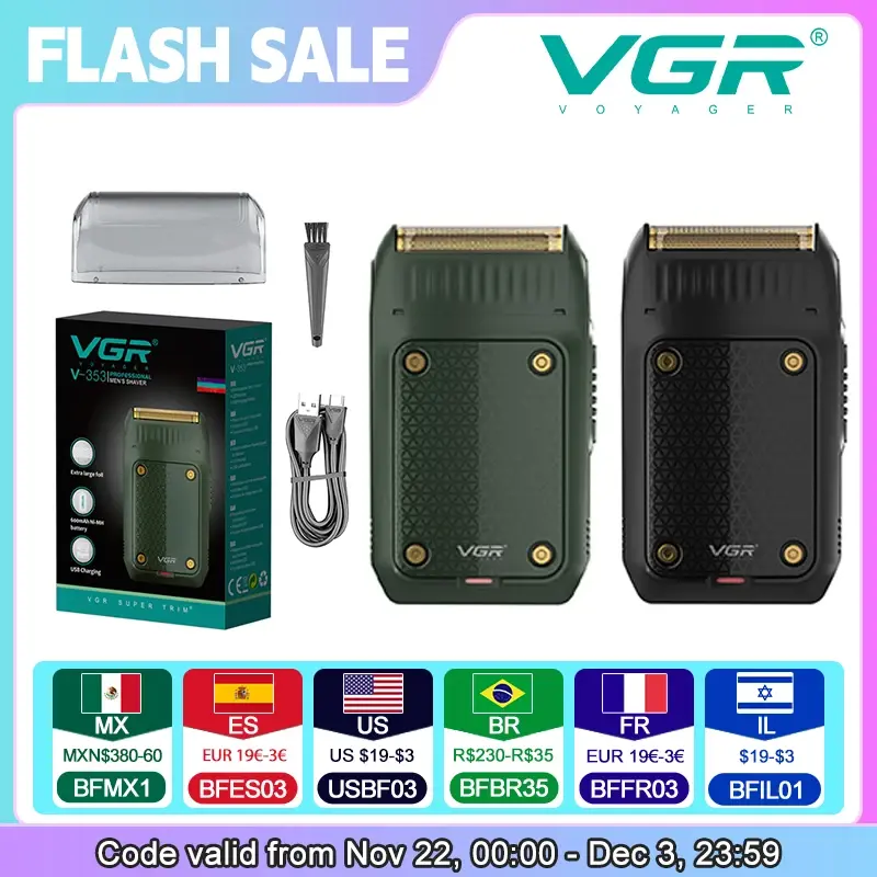 Vgr V-353 barbeador profissional navalha elétrica máquina de barbear portátil aparador de barba recarregável mini barbeador para homem - 1