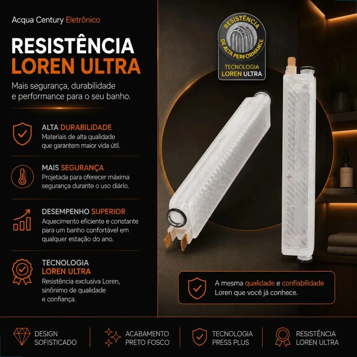 Chuveiro Ducha Eletrônico Acqua Century Lorenzetti Cor Preto Potência 7500 W thumbnail 4