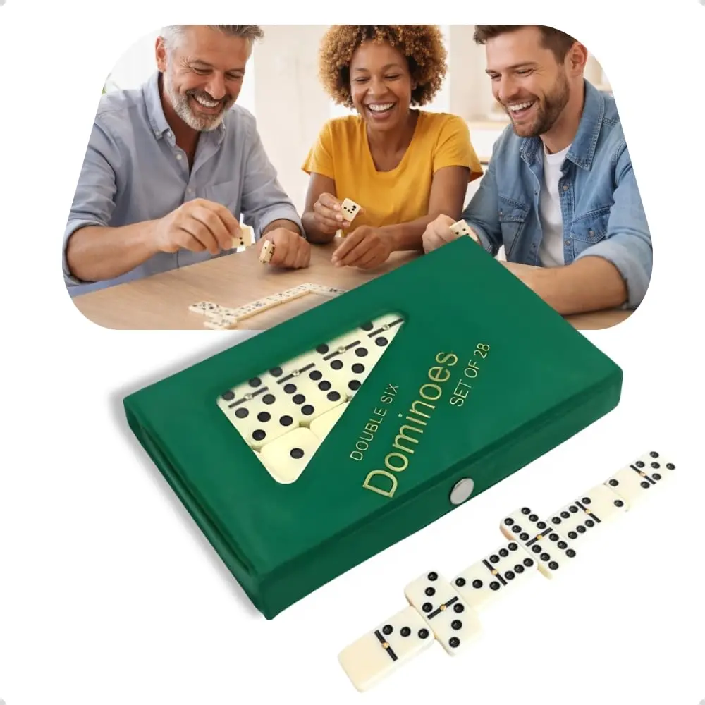 Domino de Osso, Marfim com Pontos Pretos, 28 Peças, Osso Profissional - 1
