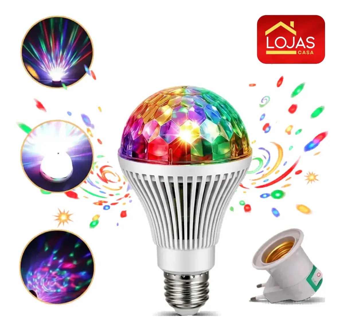 Lâmpada De Festa Led Rgb Giratória Colorida Globo De Luz