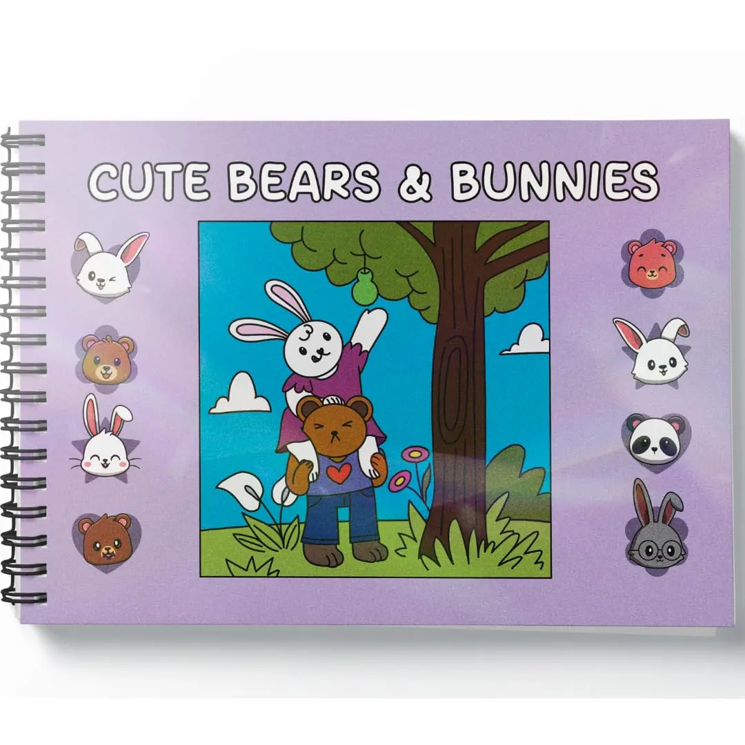 Cute Bears Bunnies - 50 Ilustrações Exclusivas - Capa Dura Lilás com Folha de Acetato - 1