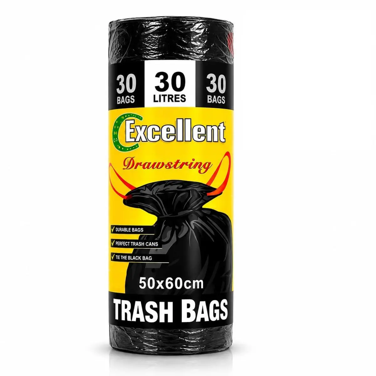 Saco de Lixo Reforçado com Cordão Multiuso 20L 30L 50L 70L 100L 120L 140L (30L - 30 UNIDADES)