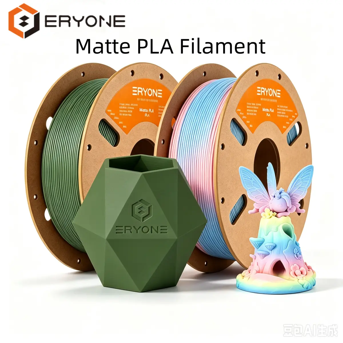 Filamento PLA Matte Rainbow ERYONE 2KG para Impressora 3D, Diâmetro de 1,75mm +/- 0,03mm, Alta Qualidade, Bobina de 1kg (2,2LBS)