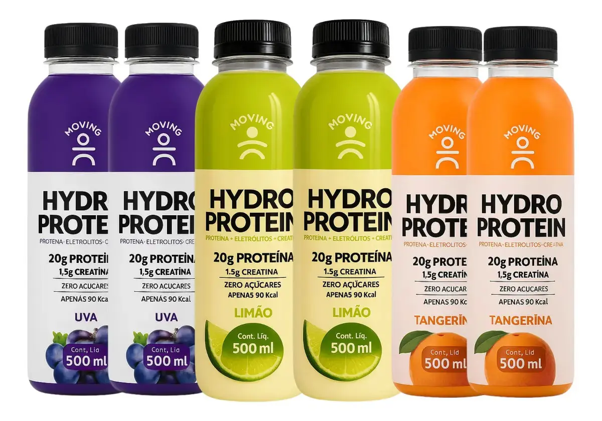 Kit 6 Bebidas Hydro Protein Moving Pro (3 Sabores) 500ml