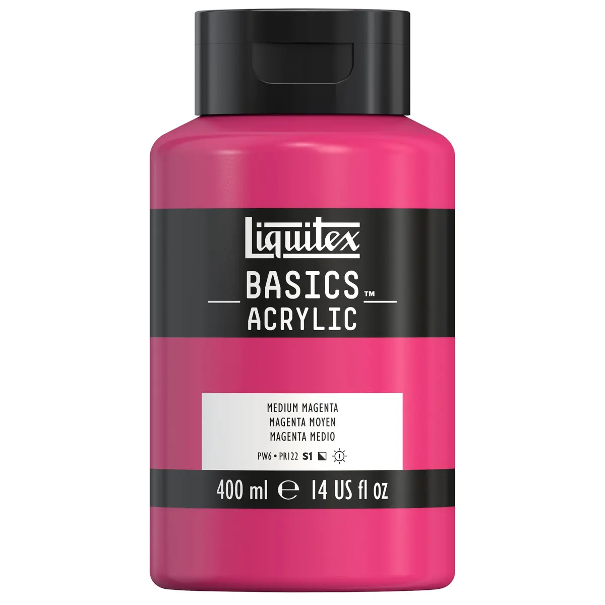 Tinta Acrílica Liquitex Basics 400ml 711 Magenta | Viscosidade média, acabamento acetinado, resistente à luz, pigmentos de belas artes, variedade de opacidades, mistura fácil - 1